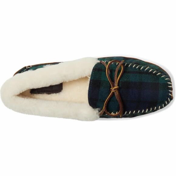 Polo Ralph Lauren Yarmond Slippers Shearling Lined Blackwatch Plaid NWOB Mens 9 - Picture 2 of 11